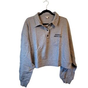 Pilcro Light Grey Weekend Hiking Club Cotton Pullover Women's Size L